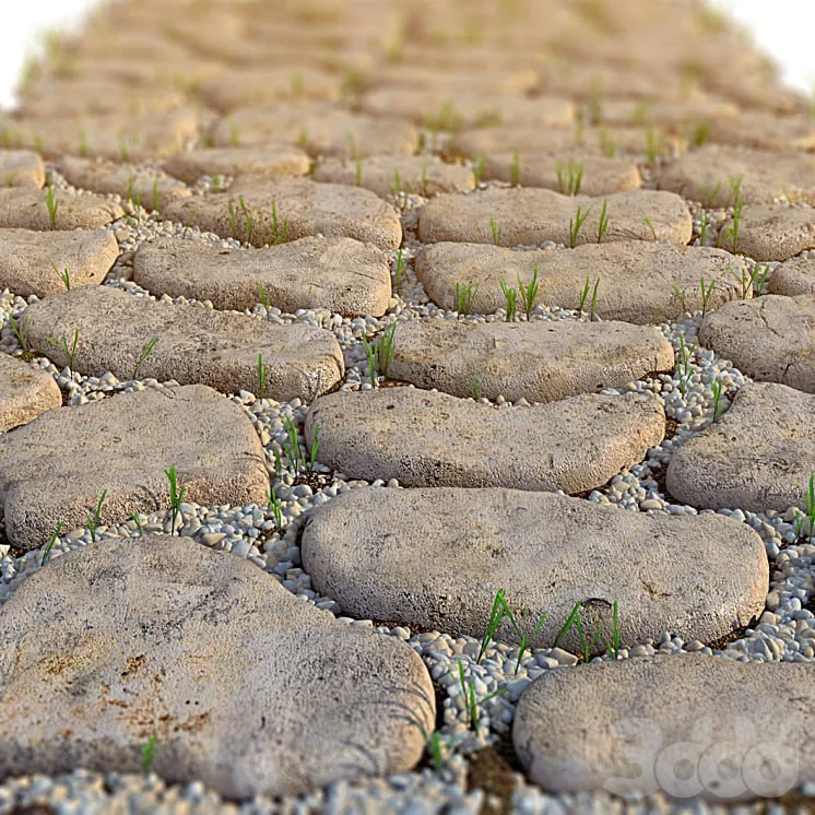 Decorative path with pebbles